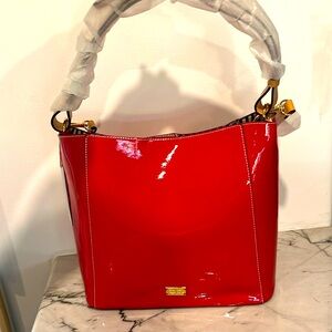Frances Valentine June Red Patent Leather Shoulder Bag